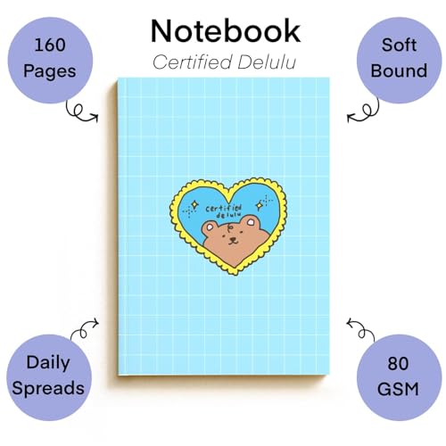 Image of KALP A5 Notebook with Pocket Diary Set - 160 Pages, 80 GSM - Ruled, Soft Cover, Combo for Notes, Journaling, Daily Planning, Perfect for Gifting (Certified Delulu)