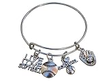 Infinity Collection Softball Charm Bangle Bracelet- Softball Jewelry for Softball Players, Softball Mom or Softball Team