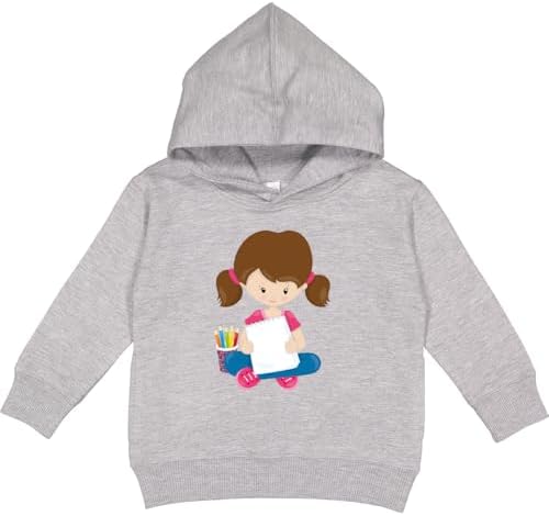 inktastic Girl Drawing, Cute Girl, Brown Hair, Coloring Pencils Toddler Hoodie
