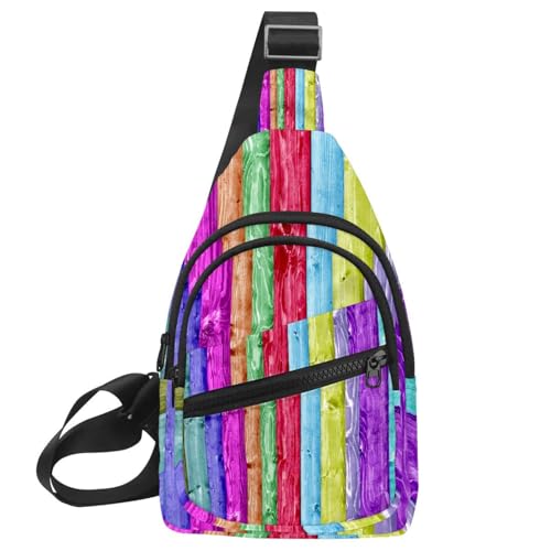 Mochila con patrón de madera multicolor de 11.8x7 pulgadas para viaje