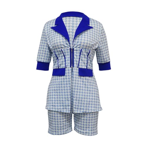 Womens Fashion 2 Piece Outfits Summer Business Casual Short Sleeve Blazer and Shorts Set3