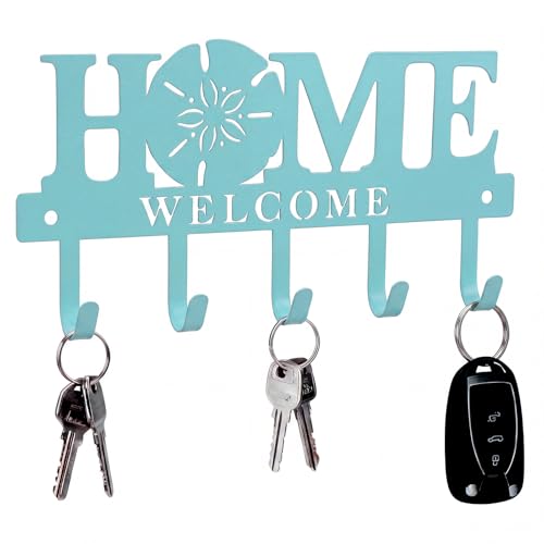 Otoolling Key Holder Wall Mount Turquoise Blue Sand Dollar Metal