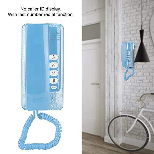Teléfono fijo con cable para pared color azul miniatura 3