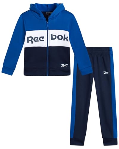 Reebok Toddler Boys Tracksuit - 2 Piece Cozy Soft Fleece Toddler Zip Up Hoodie Sweatshirt and Boys Jogger Pants Outfit