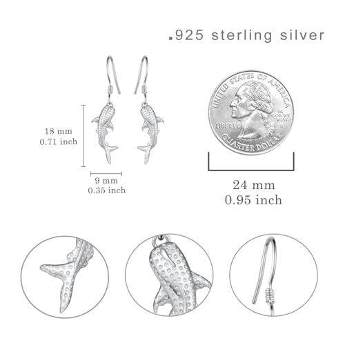 Whale Shark Earrings 925 Sterling Silver Shark Earrings for Women Whale Shark Gifts for Shark Lovers Ocean Animal Jewelry4