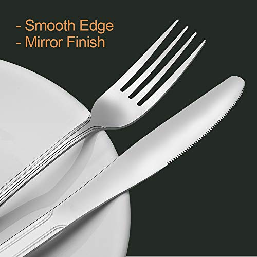 Silverware Set, Elegant Life 40-Piece Stainless Steel Silverware Flatware Cutlery Set Service for 8, Knife Fork Spoon Flatware Set, Modern Design & Smooth Edge
