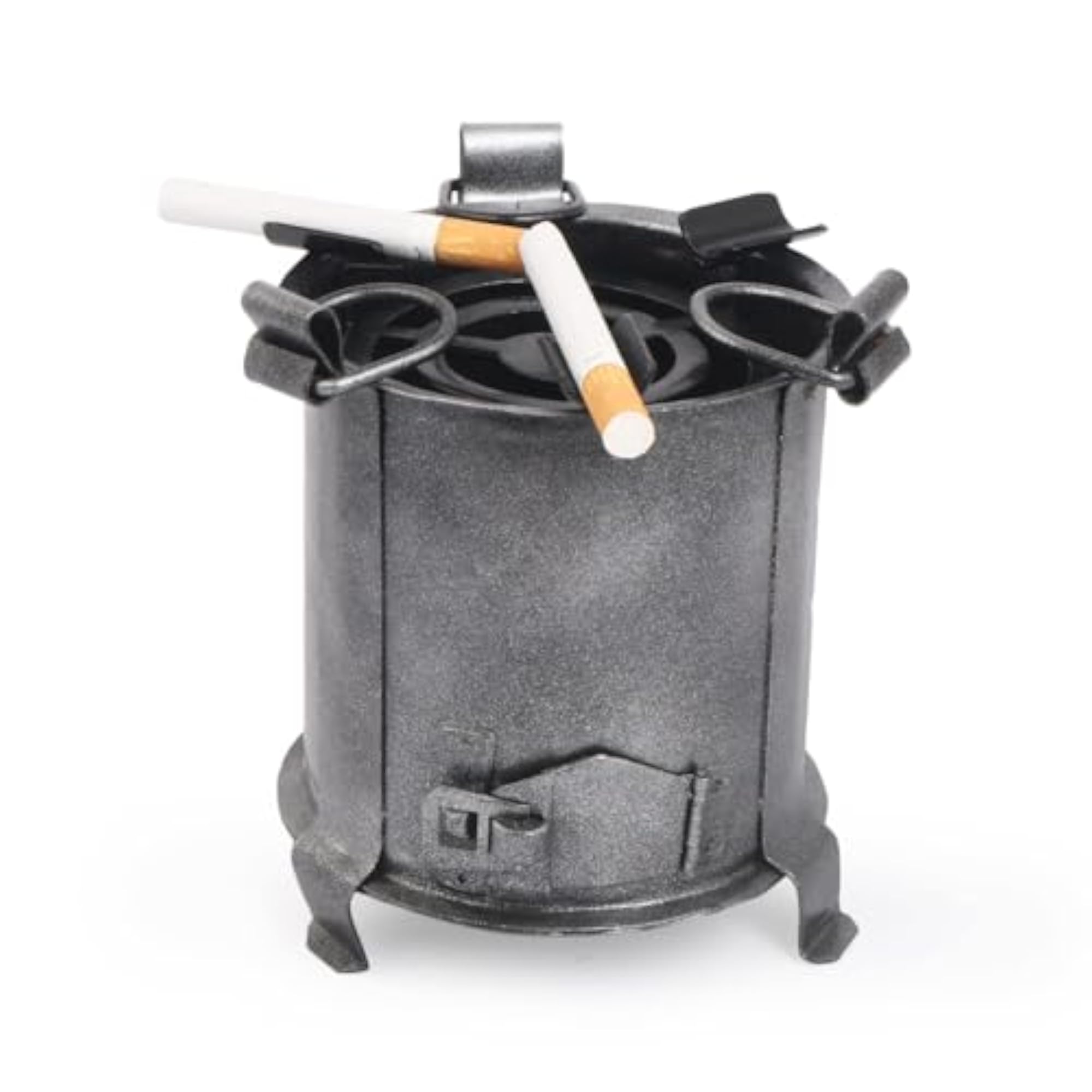 BBQ Style Metal Ashtray with Lid, Portable and Windproof
