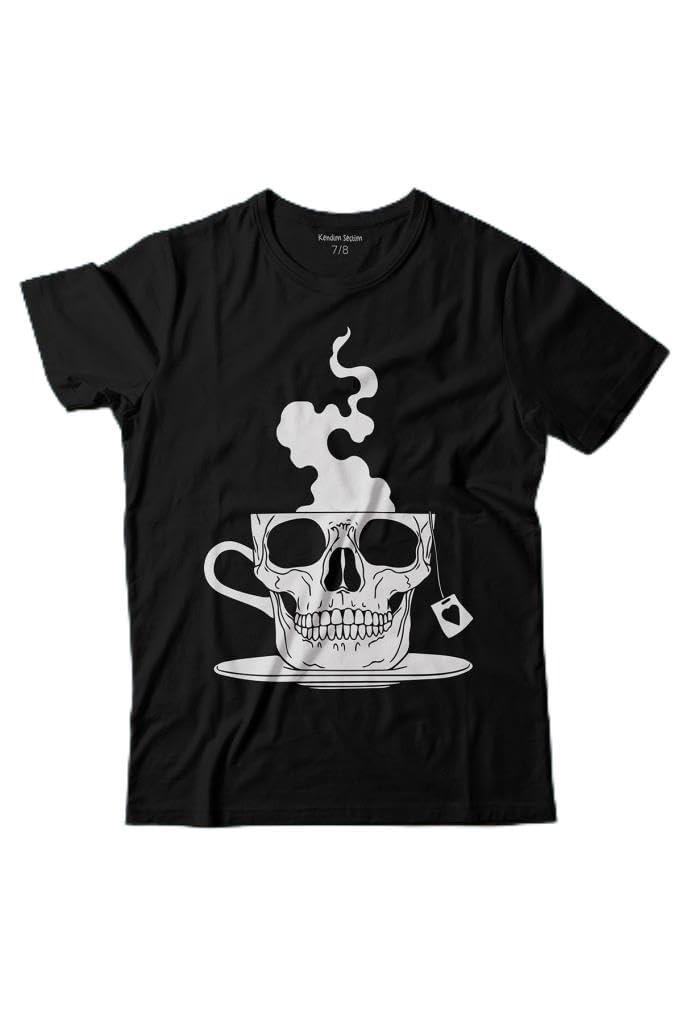 Kurukafa Kahve Çay Streetwear Baskılı Tişört Çocuk T-shirt Siyah