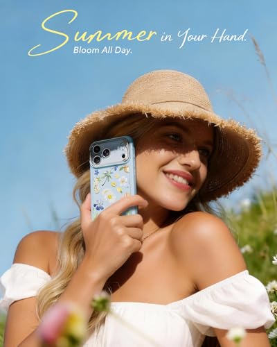 Image of ESR for iPhone 17 Pro Max Case with Stash Stand, Compatible with MagSafe, Military-Grade Drop Protection Magnetic Phone Case, Scratch-Resistant Back Cover,Tropical Paradise, Light Blue