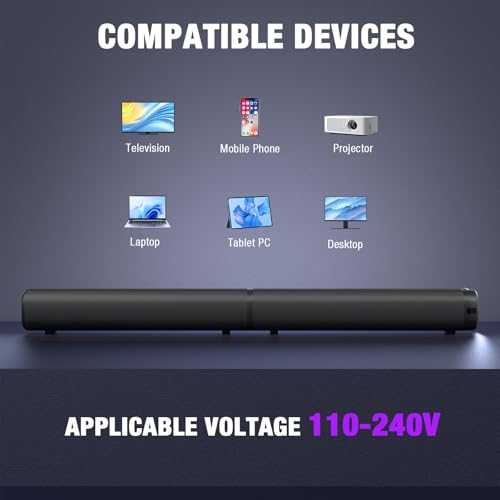 Puriom Sound Bar for Smart TV, 100W Sound Bar with Bluetooth 5.3/ARC/Opt/AUX Connect, 2-in-1 Detachable Home Soundbar, Home Theater Speaker & Bass Effect, for TV/PC/Projectors by Puriom - Image 6