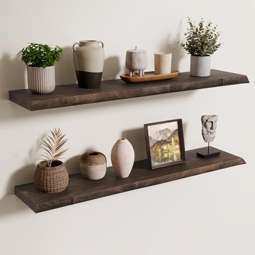 Image of Axeman 36 inch Floating Shelves for Wall Live Edge, Walnut, 2PCs