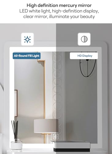 طاولة زينة عصرية بسيطة لغرفة النوم مع مرآة LED ودرج تخزين