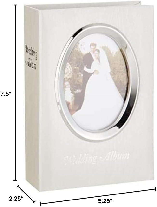 Pioneer Photo Albums 100-Pocket Moire Cover Album with Silvertone Oval Frame and Wedding Album Text for 4 by 6-Inch Prints, Ivory - Image 3