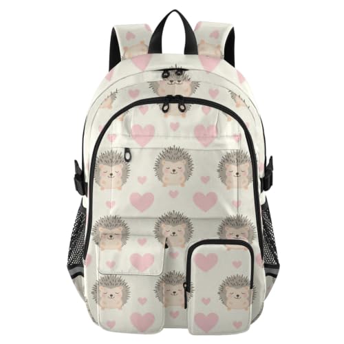 Mochilas para laptop erizos grises mochilas escolares juveniles con corazones