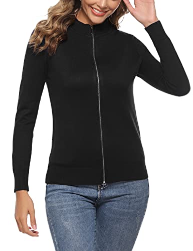 Youngull Zip Front Jacket for Women Casual Lightweight Cardigan Zip Up Sweater Tops Long Sleeve Knitted Sweatshirts3