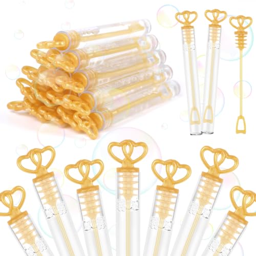 SULOLI 24pcs Bulles de Savon Mariage Mini Tubes de Bulles de Savon d'or