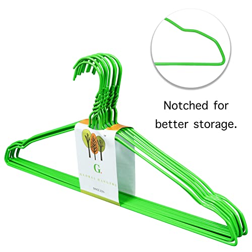 Image of G. Extra Strong Heavy Steel Cloth WardrobeHanger Metal Wire Clothes Suit Hangers 16 inch (41cm) with Notches - 10 Pack (Green)