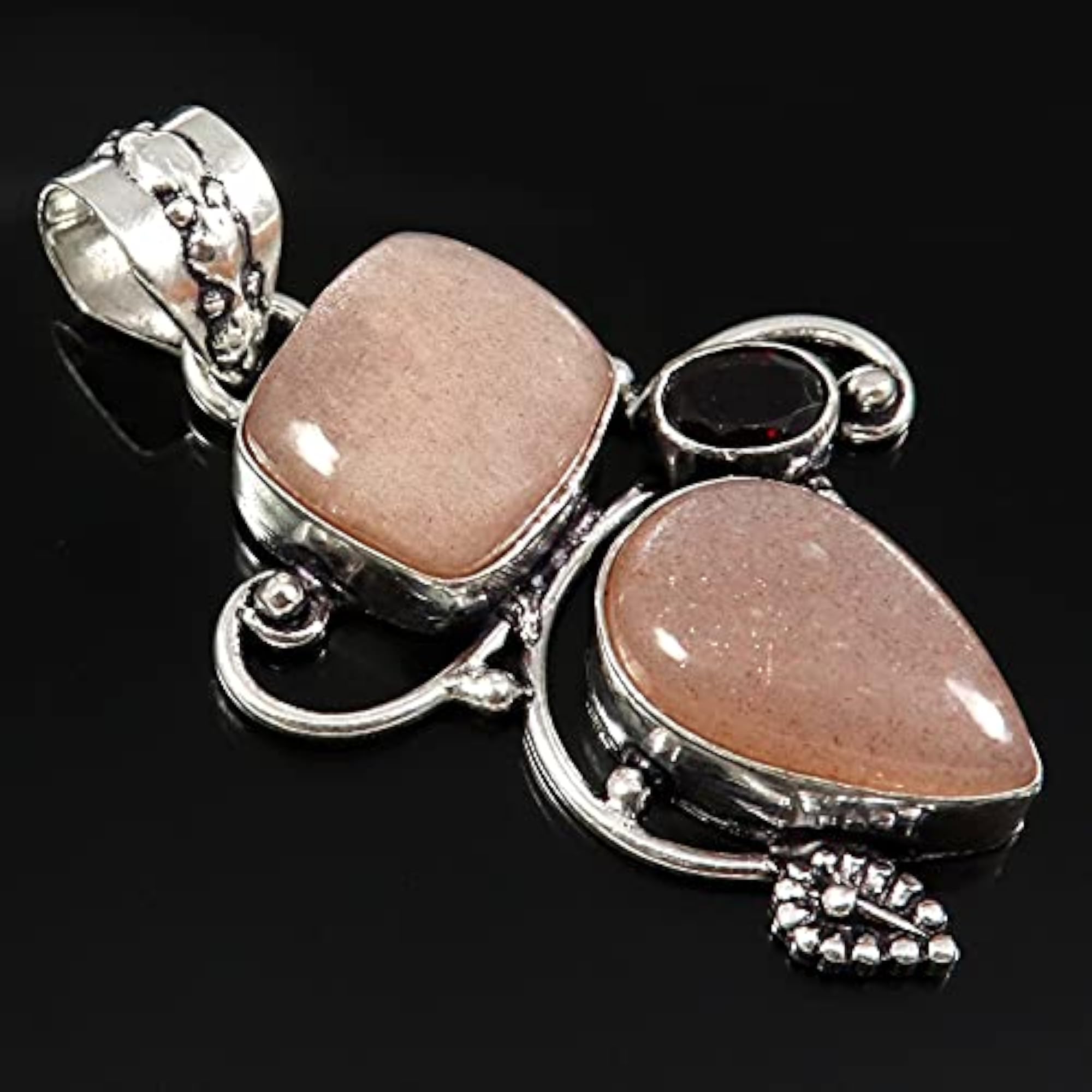 Women's Silky Moonstone Natural Gemstone Silver Plated Pendant