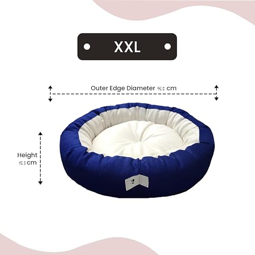 Image of XXL Size Dog Bed for Large Size Dogs and cat Bed Velvet Fabric Dual Color Blue-Cream Anti Skid Bottom Washable Export Quality Big Pet Bed