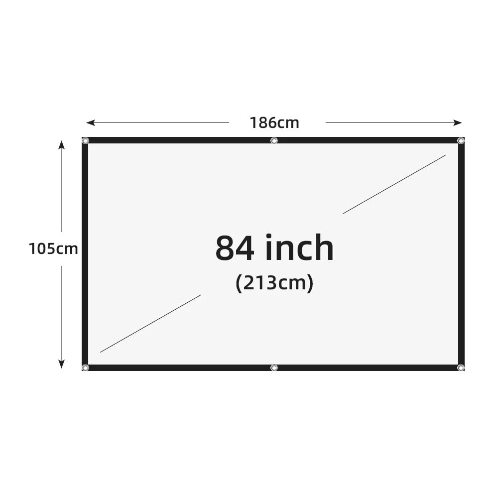 Schermo di proiezione, Schermo for proiettore pieghevole portatile da 60-200 pollici ad alta densità bianco senza pieghe morbido(84 inch)