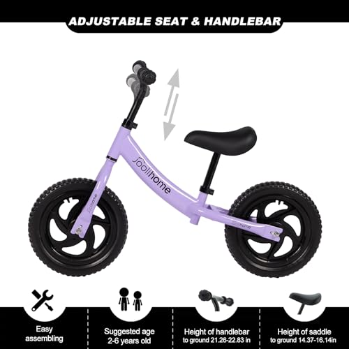 Stream 12" Balance Bike Carbon Steel Frame No Pedal Walking Balance Bike Training Bicycle for Kids and Toddlers 2- to 6 Years Old (purple) - Image 4