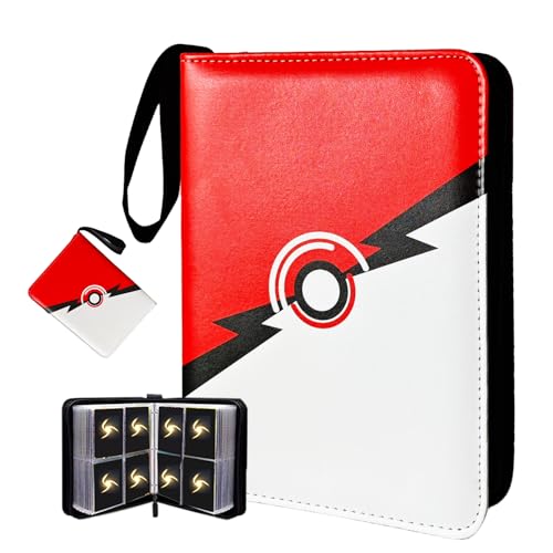 Trading Card Binder 4 Pocket, 400 Pockets Zipper Card Book Album with 50 Removable Sleeves, Top Loading Double Sided Card Holder for Trading Cards, Game Cards, Sports Cards