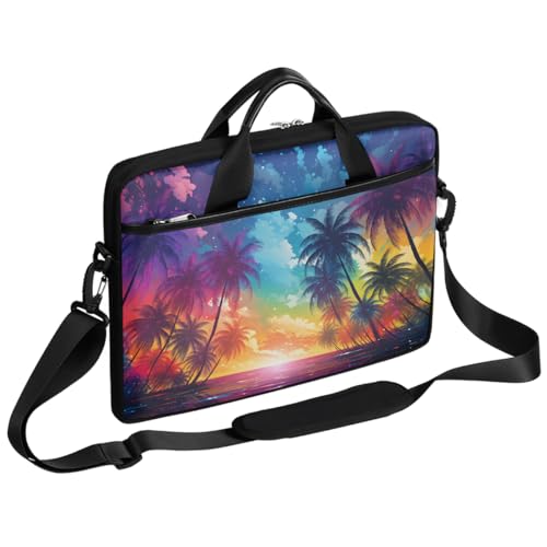 Maletín para portátil 15 pulgadas Colorful Beach Coconut Tree con correa de hombro