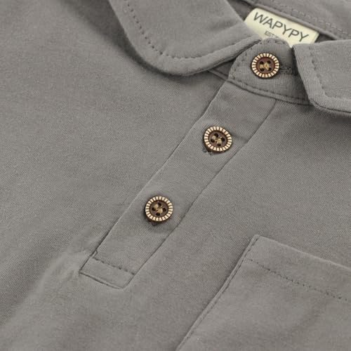 Short Sleeve Polo Shirts for Boys, School Uniform Shirt, Button Closure3