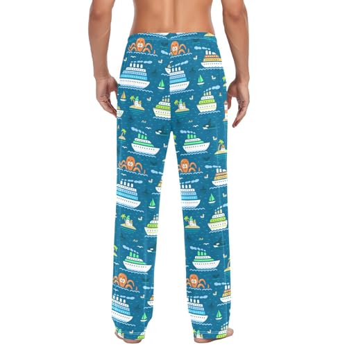 Mens Pajama Pants Cruise Ships Ocean Men's Pajama Bottoms Soft Cotton Sleep Pjs Lounge Pants XL4