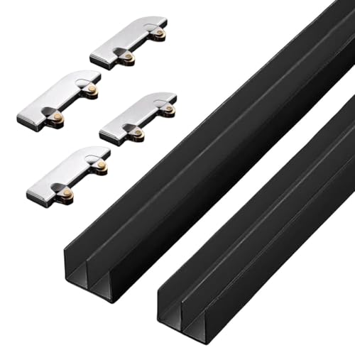 Kit de rieles de cristal para puerta corredera, herrajes de aleación de aluminio con rodillos para armarios y paneles acrílicos
