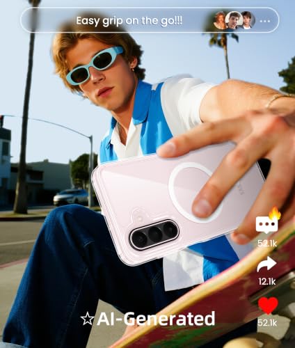 Image of FNTCASE for Galaxy A27 5G Phone Case: for Samsung A27 Cases [Fit for Magsafe] [Screen Protector] Military Grade Drop Protection, Anti Yellowing Clear Back, Slim Shockproof Protective Cover - Clear