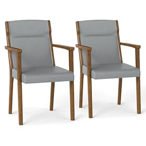 COSTWAY Dining Chairs Set of 2, Upholstered Kitchen Chairs with High Back, Headrest, Armrest and Soft Cushion, Wooden Frame Side Accent Armchairs for Dining Room Living Room