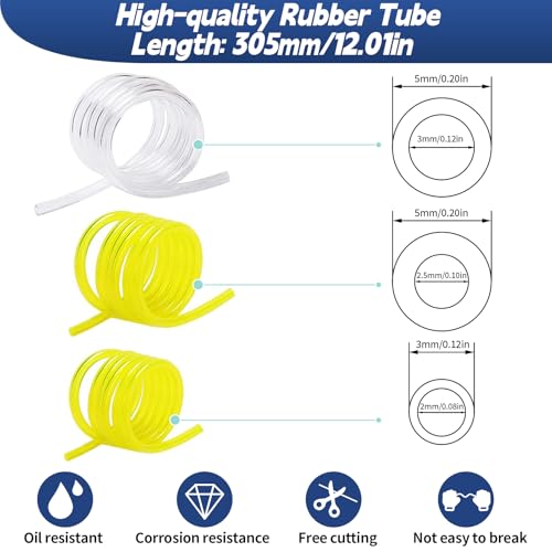 TAIHOBO Benzinschlauch Set, 26-teiliges Motorsense Kit, Universal Benzinfilter Kit, Kraftstoffschlauch (Innendurchmesser: 3mm/2,5mm/2mm), Benzinschlauch für Rasenmäher und Benzin-Rasentrimmer