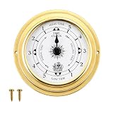 VzKalytrix 3.85' Brass Tide Clock for East Coast – High & Low Tide Dial, Nautical Wall & Boat Clock for Fishing, Beach and Coastal Home Decor
