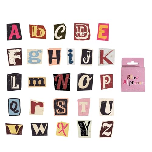 CPJJ 104 Stück Vintage Buchstaben Aufkleber, Scrapbook Sticker, Groß