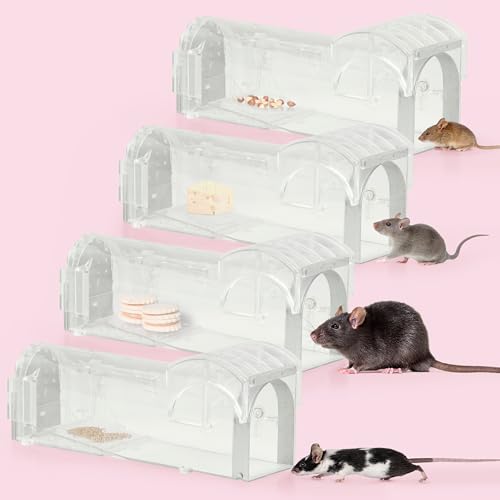 Extra Large Humane Mouse Traps for Indoors, 4 x Humane Mouse-Traps Pet & Child Safe, Easy Setup, Ideal for Mice & Rats