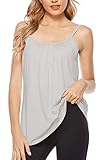 jonivey Women's Loose Camisole with Shelf Bra Adjustable Strap Tank Top (Light Grey,M)