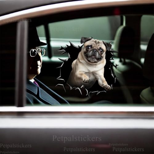 Image of Cute Dog Stickers for Car Window Decals Waterproof Funny Sticker (Pug Stickers)