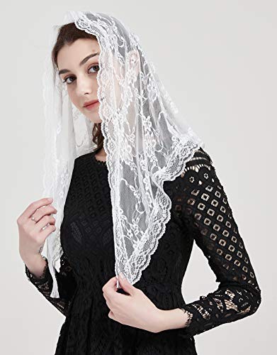 FANFAN Church Veil Cathdral Veils Lace Mantilla chapel Veil Y021 (white)