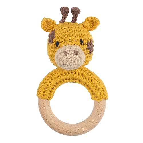 Joliecraft Safari Animals Wooden Baby Rattle Toys...