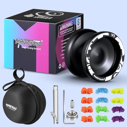 Image of Magic Yoyo V3 Professional Responsive Yoyo - Aluminum Yo-Yo for Kids & Beginners | Includes Replacement Unresponsive Bearing for Advanced Players, Removal Tool, Bag & 12 Strings (Black)