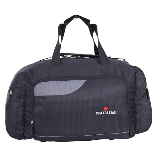Image of PERFECT STAR 35L Hand Duffle Bags for travellings Travel Bag for man Luggage for Travelling & Women Carry Bag for Women Travel (Black Grey)