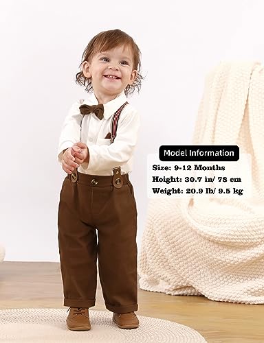 A&J DESIGN Baby Boys Suits Infant Gentleman Formal Wedding Suspenders Outfit with Bowtie2