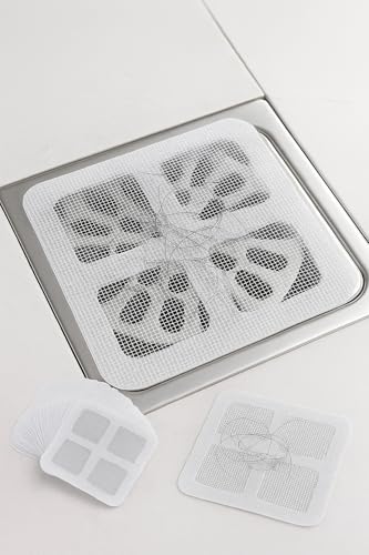 50 Piezas Rejilla Desague Ducha Desechable, Atrapa Pelos Ducha Adhesivo, Filtro Ducha Pelo Anti-Obstrucción para Bañera, Lavabo y Fregadero, 10×10 cm