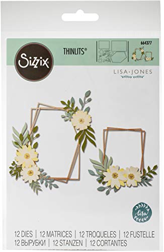 Sizzix 613275 Thinlits Cutting Dies Pacote de 12 664377 Flower Frame por Lisa Jones, multicolorido, tamanho único