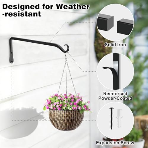 Gtongoko 12 Inch Heavy Duty Plant Hangers Outdoor Indoor, Metal, 2 Pack by Gtongoko - Used condition - Image 2