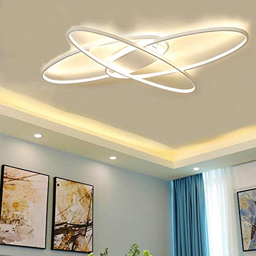 Plafonnier LED salon dimmable avec télécommande lustre ovale moderne - 4