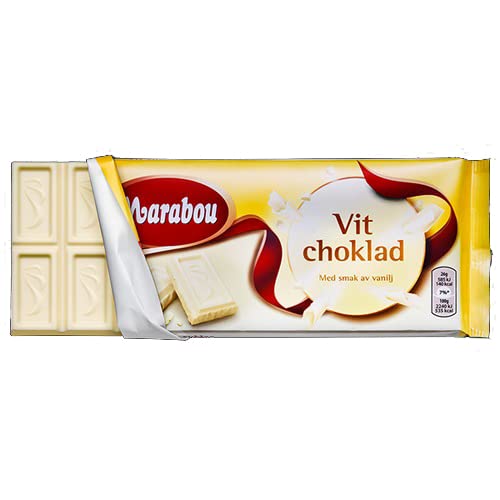 ScandiKitchen, Marabou Vit Choklad – Swedish Smooth and Milky White and Vanilla Chocolate Bar – 1 x 185g
