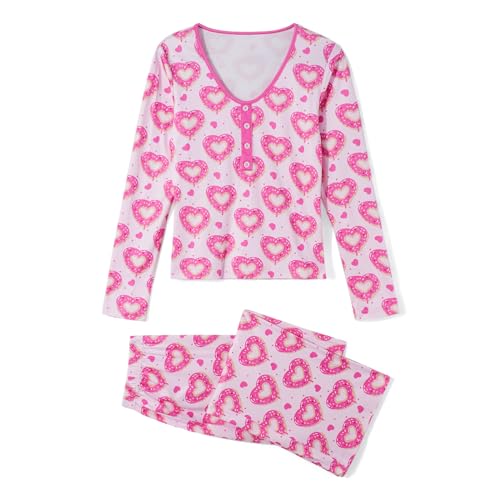 Multitrust Mommy and Me Valentines Pjs Matching Sets Long Sleeve Shirt Tops and Pants Mama and Me Pajamas Set Sleepwear2