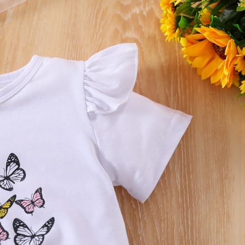 Image of Ayzozuy Kids Toddler Girl Clothes Letter Print Graphic Top + Leopard Print Flare Leg Pants 2PC Summer Clothing Set